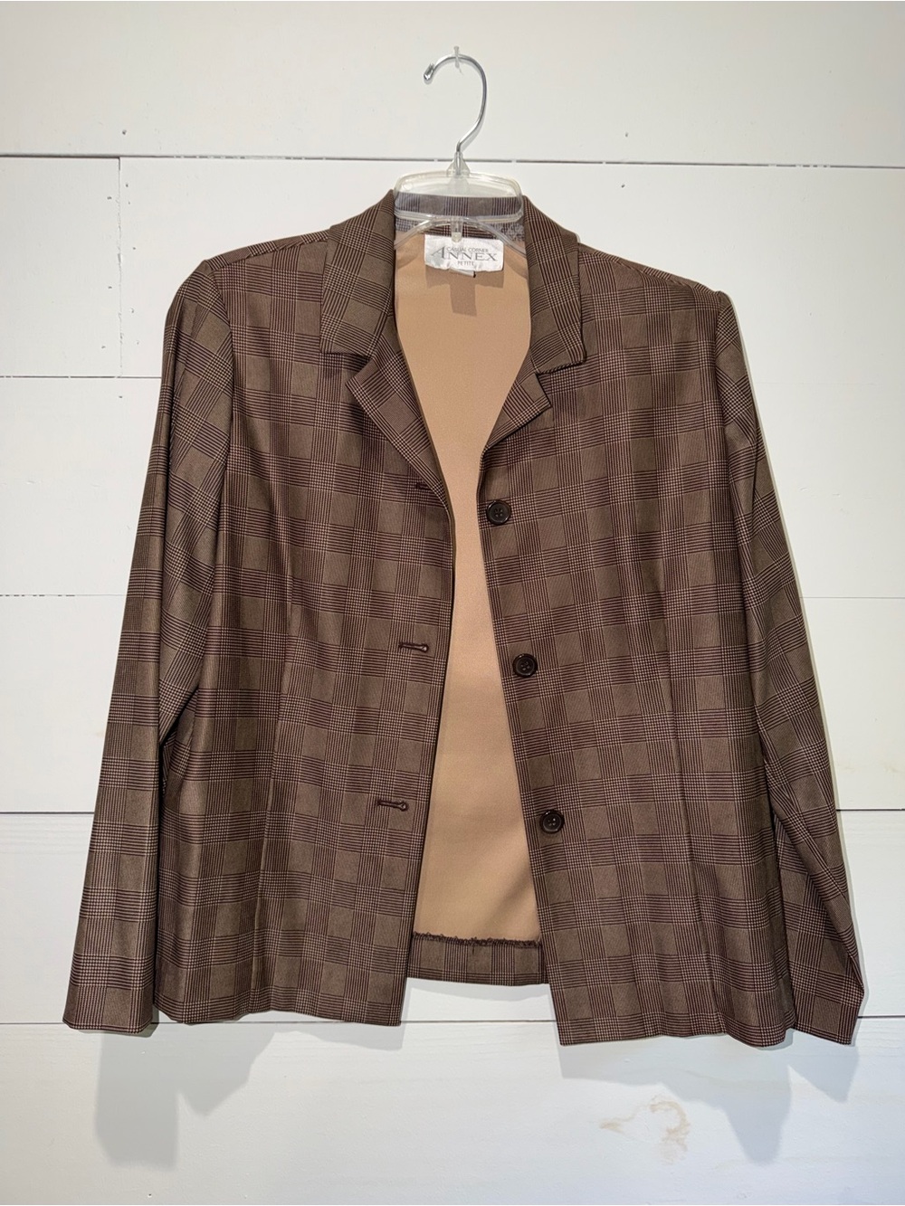 Annex by Casual Corner Petite Brown Plaid Blazer Jacket Size 8P